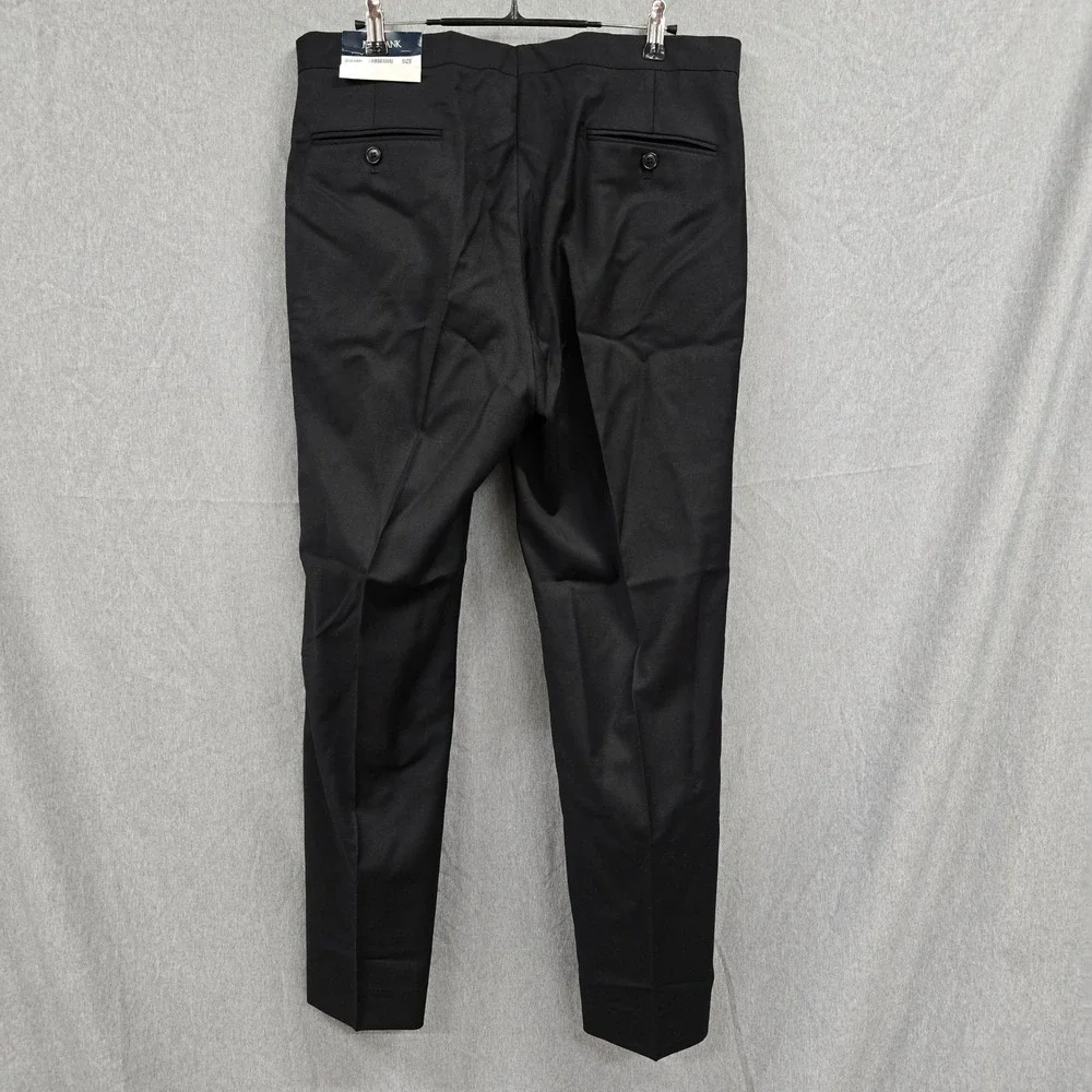 Jos A Bank Mens Tailored Fit Tuxedo Pants Black Wool Blend Satin Stripe 35x30‎